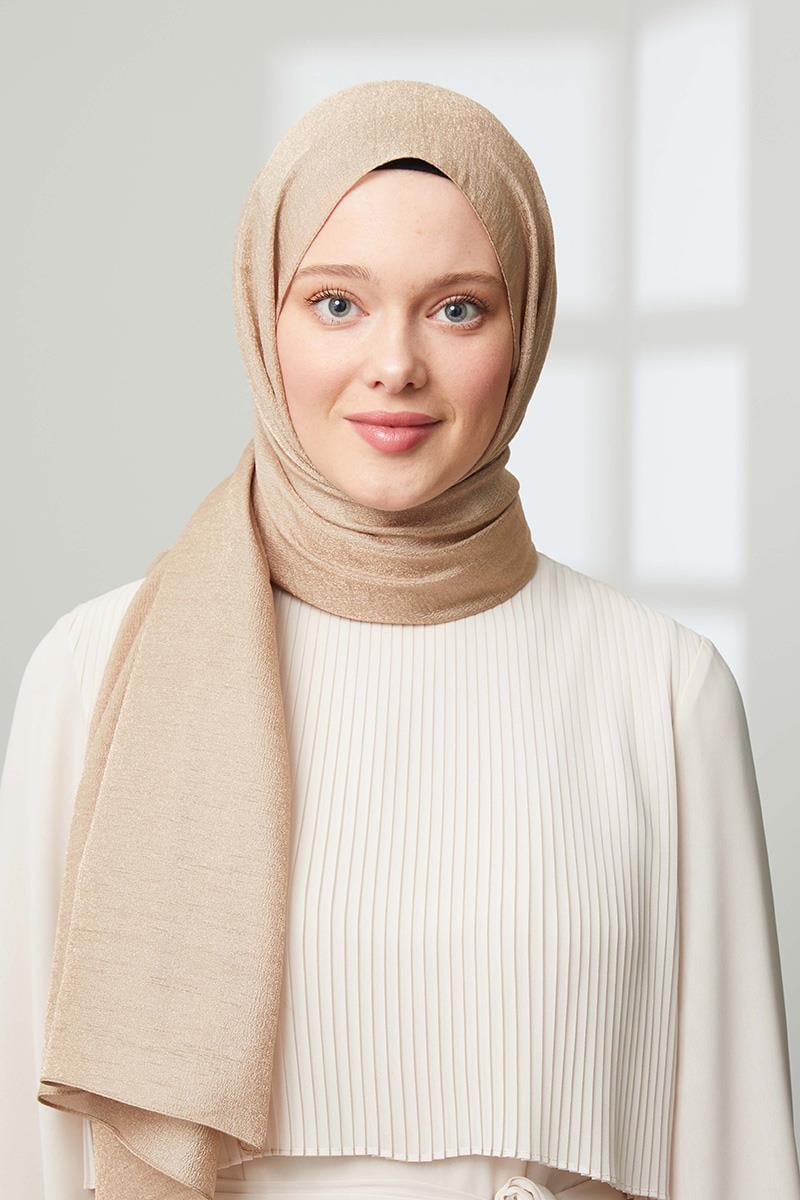 Fivescarf Koyu Bej Pırıltı Şal