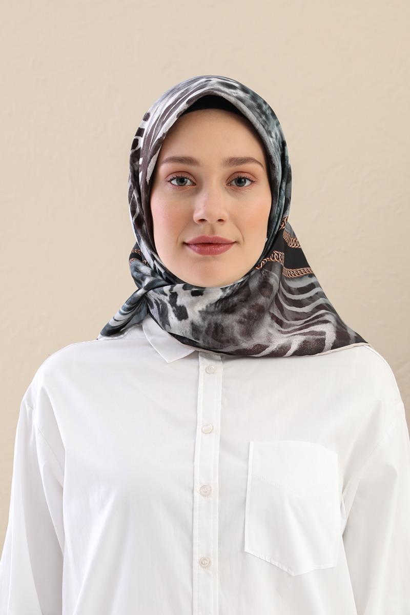 Fivescarf Koyu Gri Twill Digital Eşarp