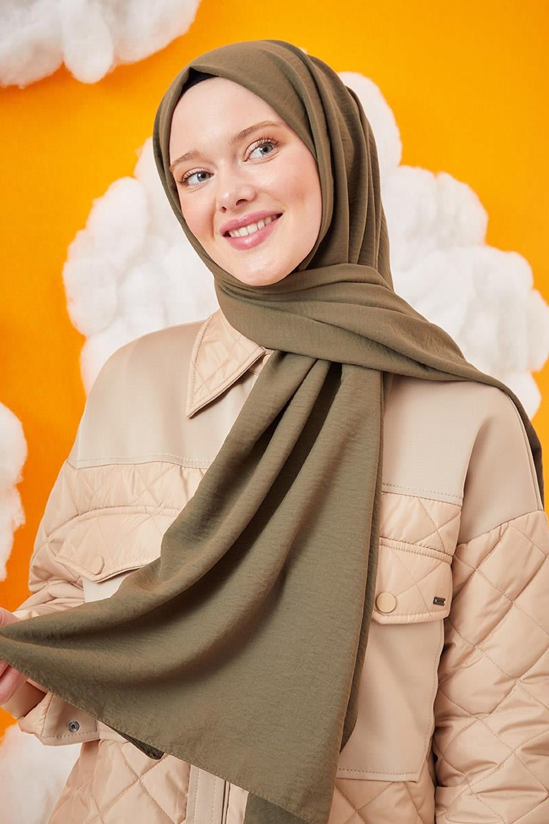 Fivescarf Koyu Haki Pamuk Cazz Şal