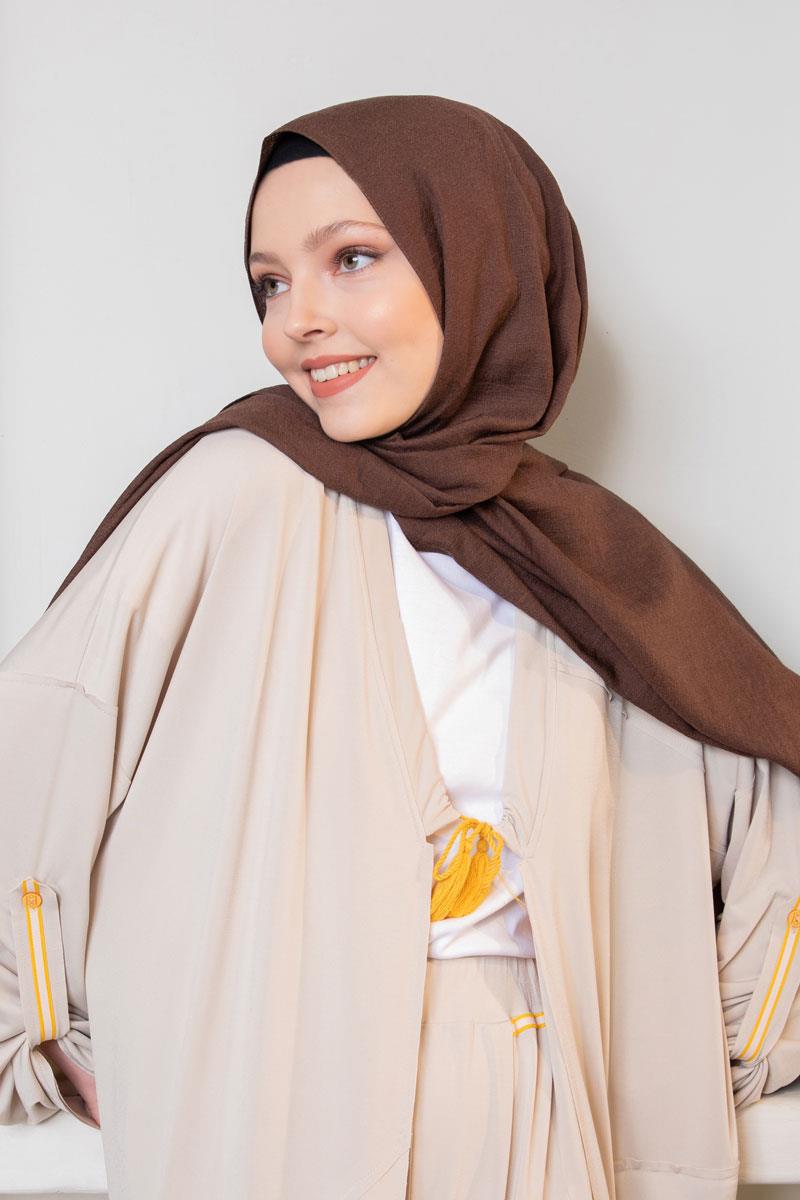 Fivescarf Koyu Kahverengi Junset Şal