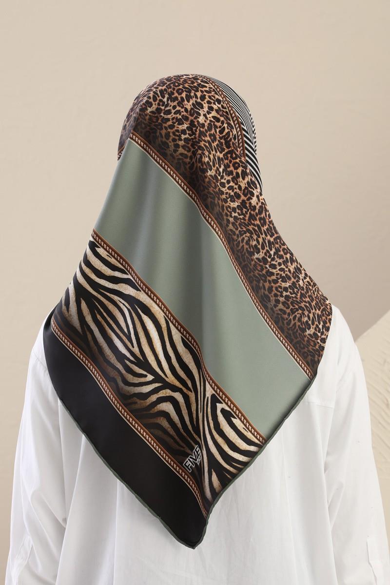 Fivescarf Koyu Kahverengi Twill Digital Eşarp