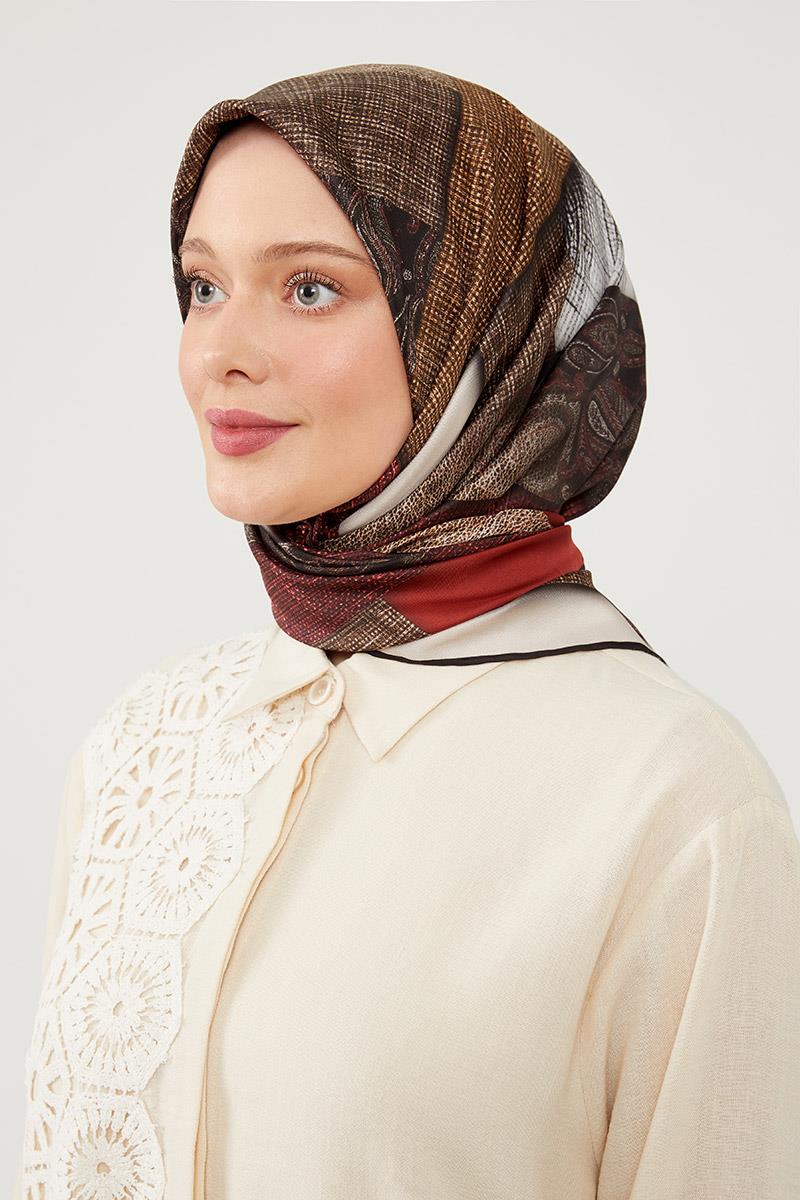 Fivescarf Koyu Kırmızı Twil Digital Eşarp