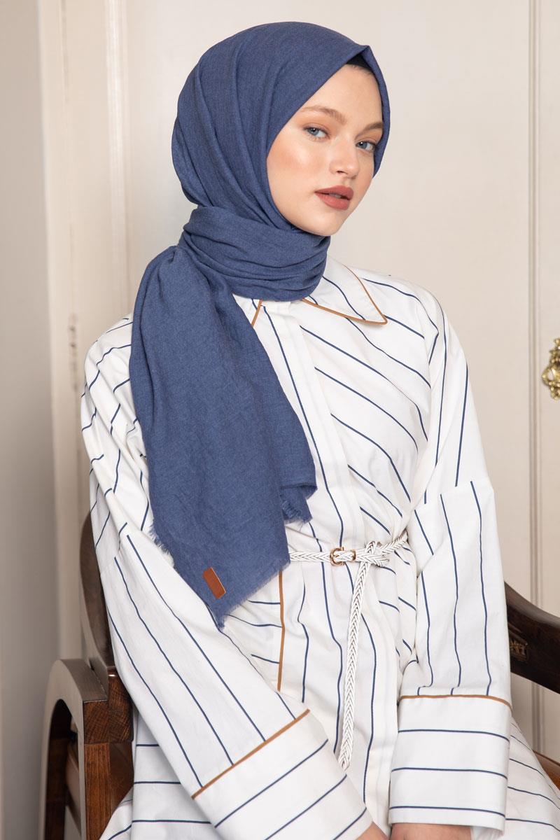 Fivescarf Koyu Mavi Maxi Peru Şal