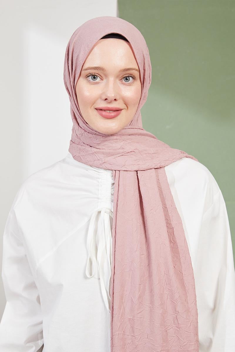 Fivescarf Koyu Pudra Kraş Krep Şal
