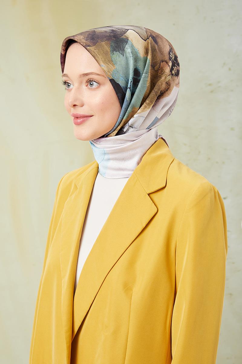Fivescarf Koyu Pudra Twill Digital Eşarp