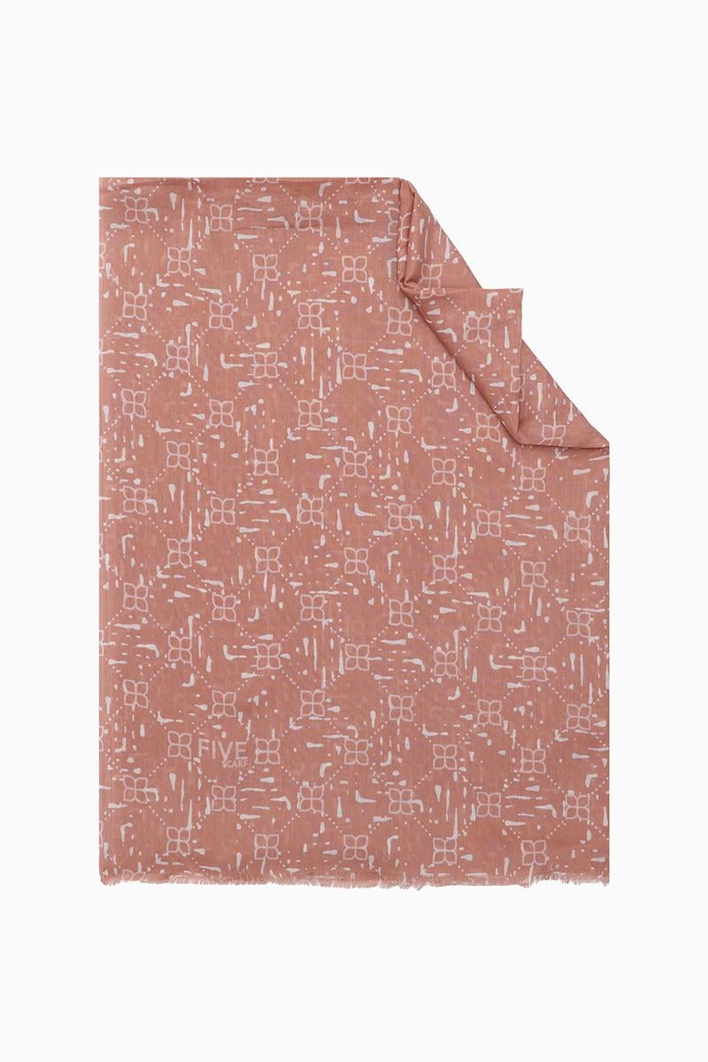 Fivescarf Koyu Somon Relax Yaprak Şal