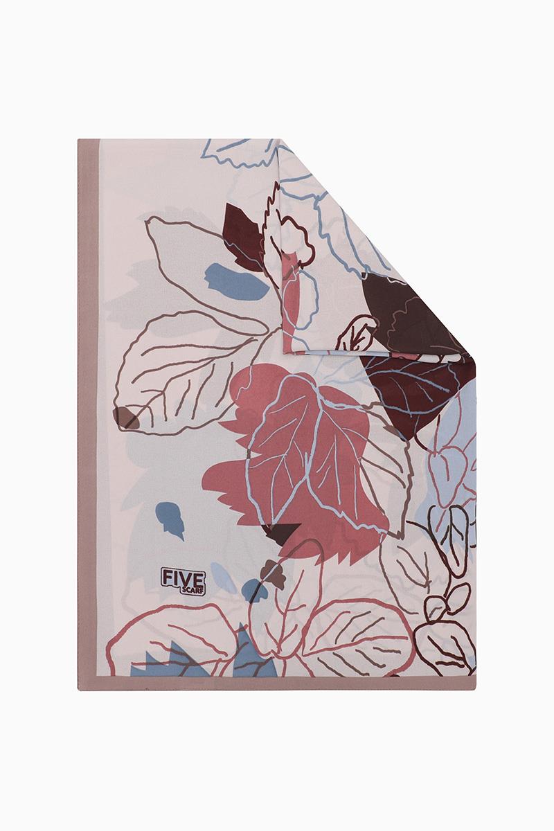 Fivescarf Koyu Vizon Yaprak Desen Krep Şal