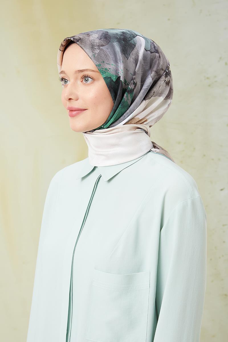 Fivescarf Koyu Yeşil Twill Digital Eşarp