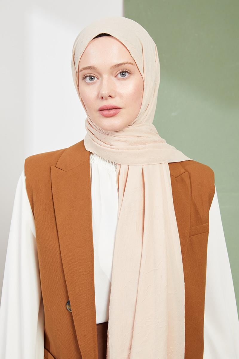 Fivescarf Krem Kraş Krep Şal