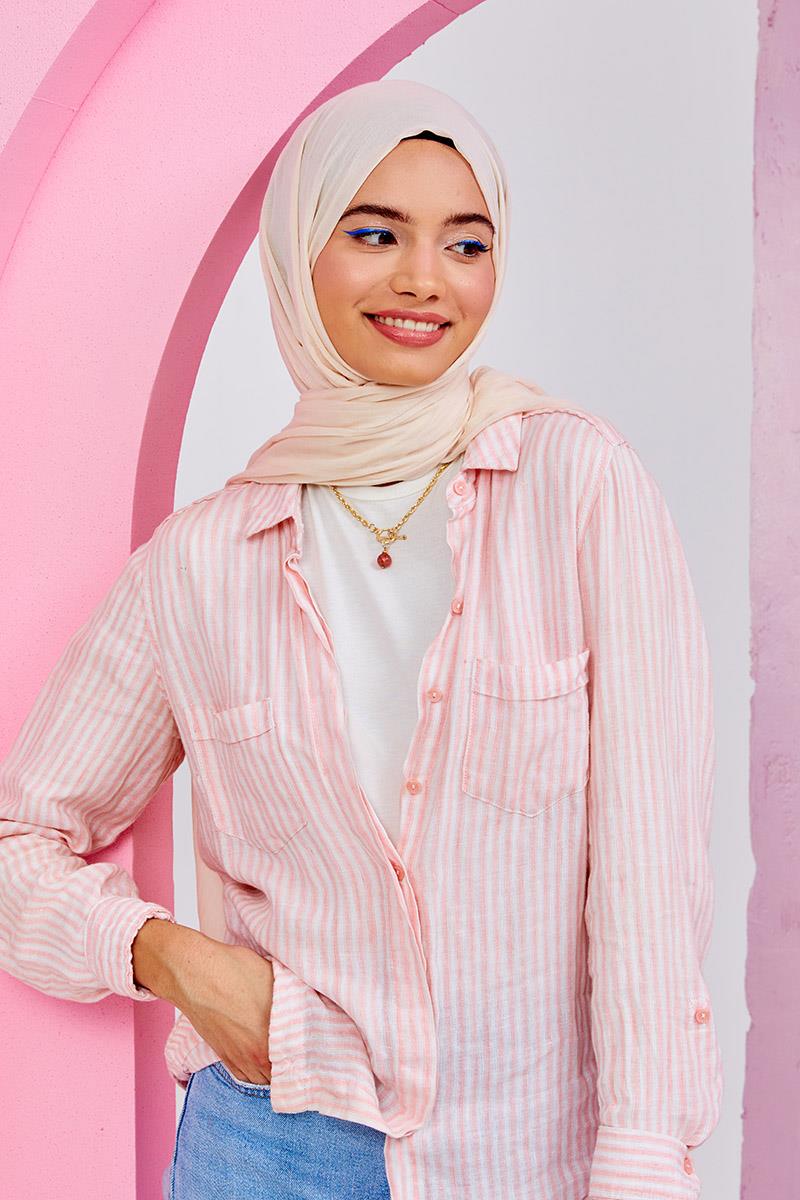Fivescarf Krem Olay Pamuk Şal