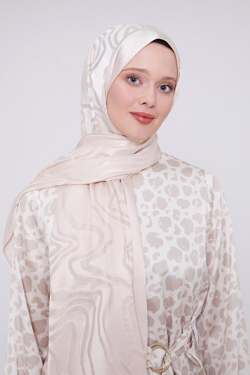 Fivescarf Krem Soyut Desen Deluxe Devore Şal