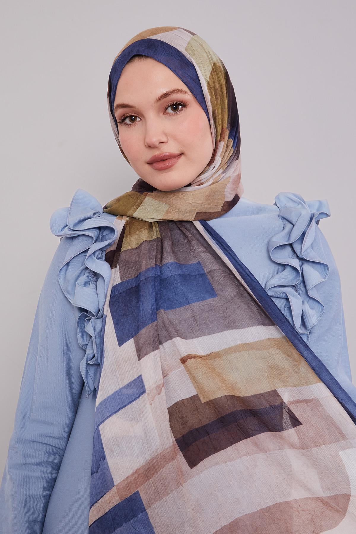 Fivescarf Laci-Bej Geometrik Desen Craze Comfort Şal