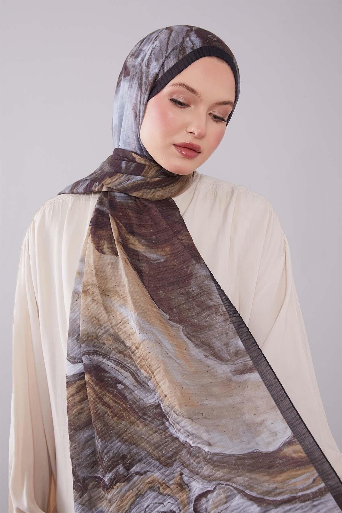 Fivescarf Lacivert Aura Müslin Şal