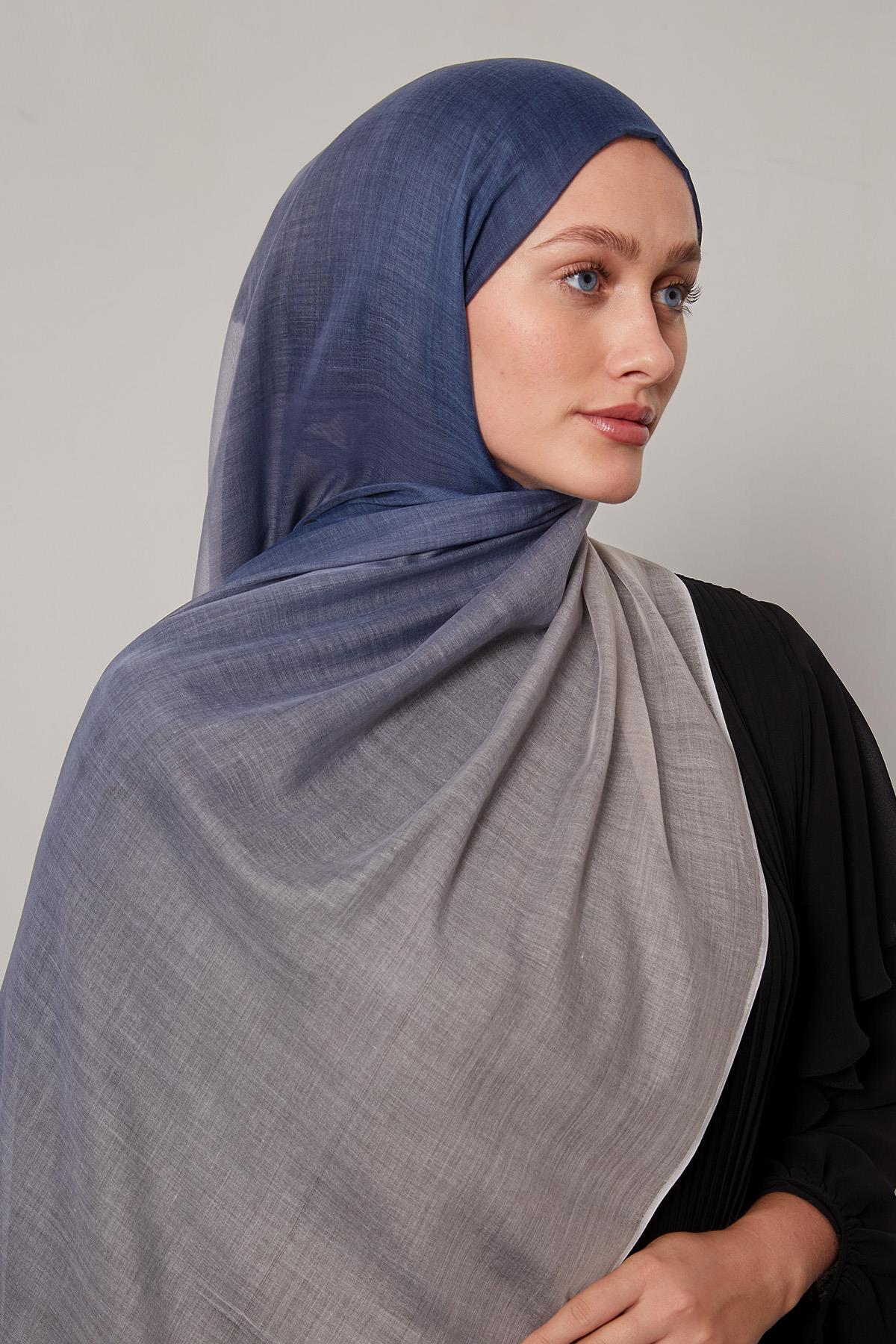 Fivescarf Lacivert Geçişli Comfort Şal