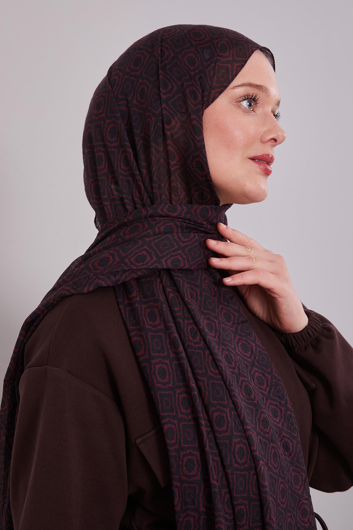 Fivescarf Lacivert-Kırmızı Karo Desenli Craze Comfort Şal