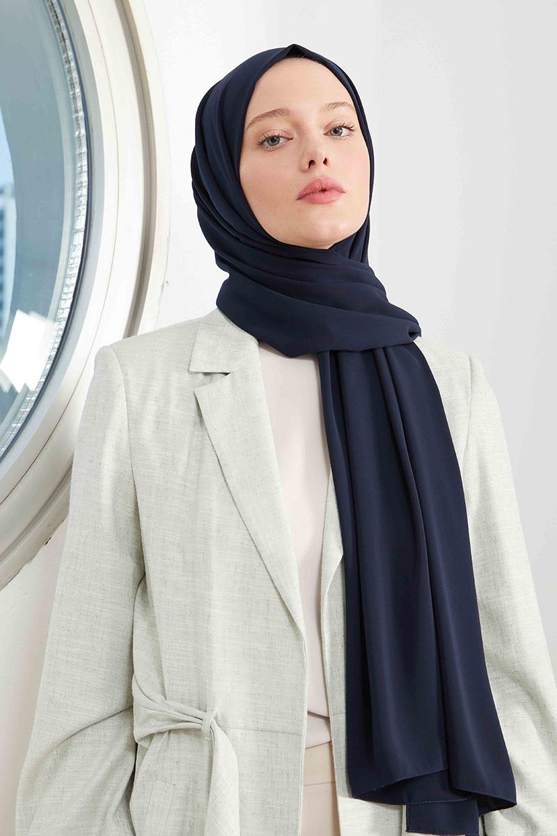 Fivescarf Lacivert Medine İpeği Şal