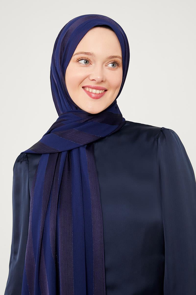 Fivescarf Lacivert Sim Şeritli Tokyo Şal