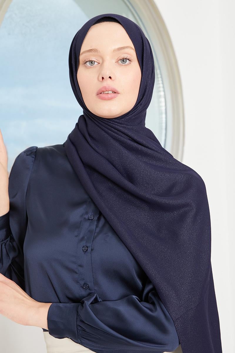 Fivescarf Lacivert Simli Otto Abiye Şal