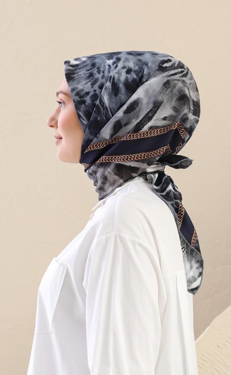 Fivescarf Lacivert Twill Digital Eşarp