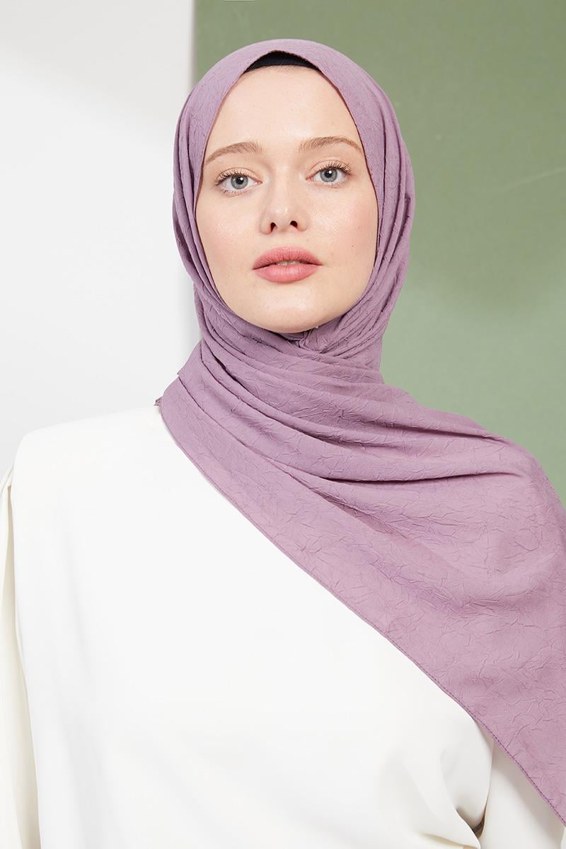 Fivescarf Lavanta Kraş Krep Şal