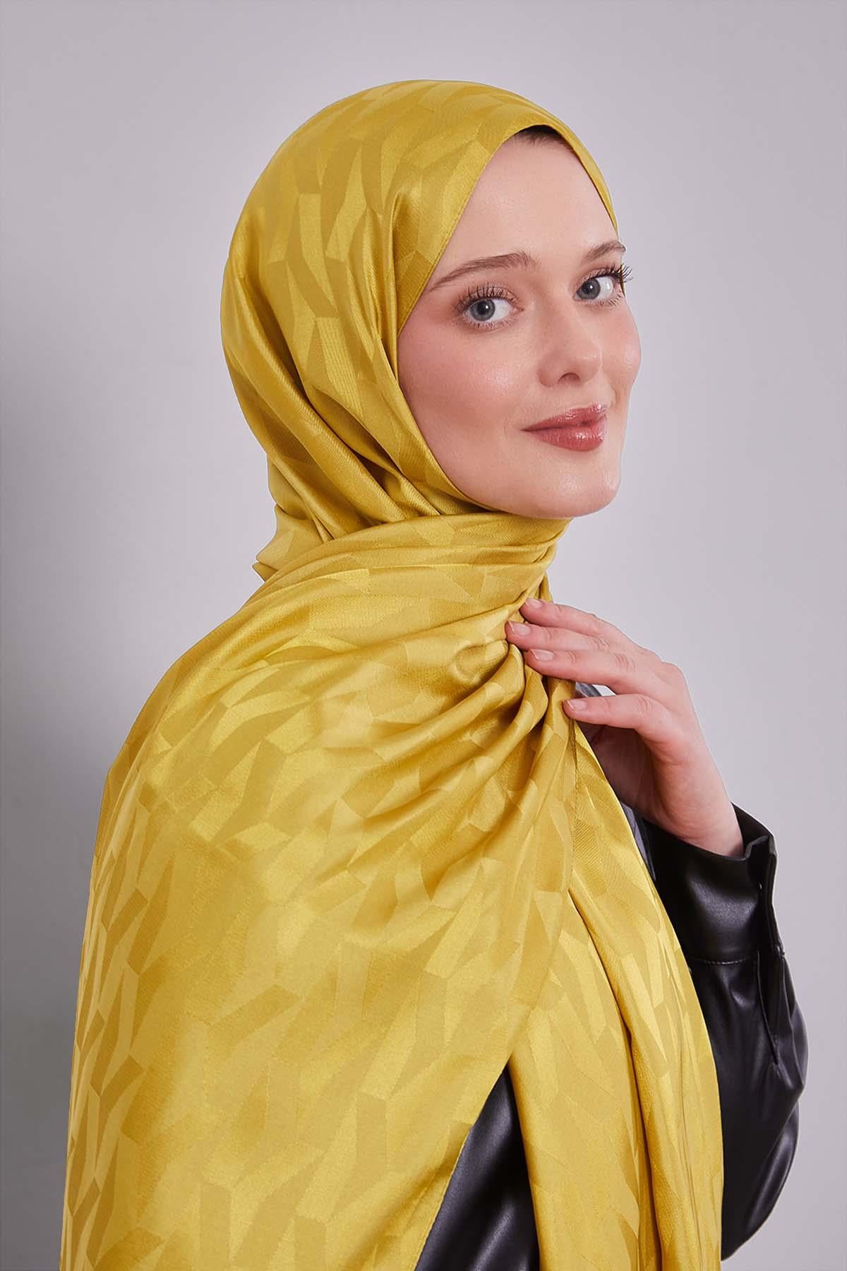 Fivescarf Lime Geometrik Desen Jakar Şal