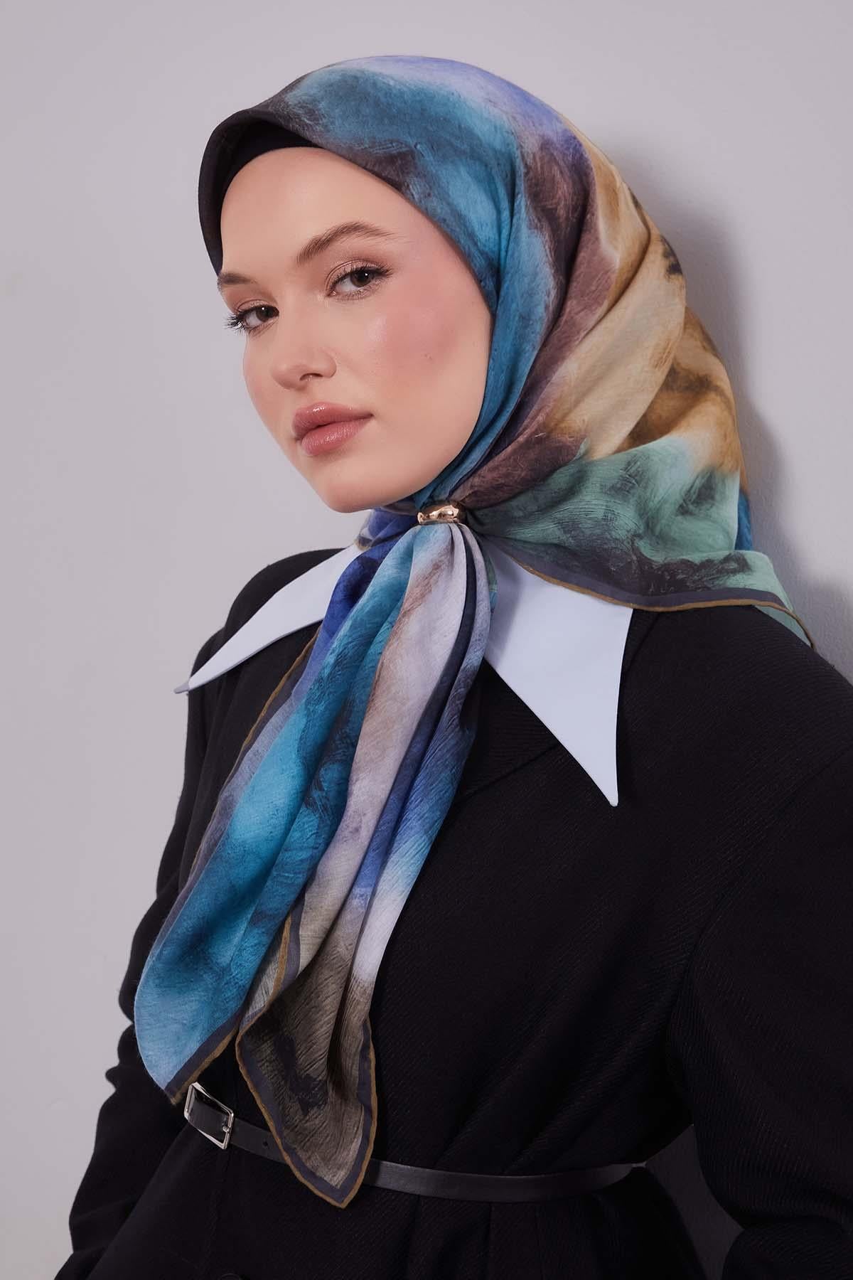 Fivescarf Lime Lotus Çiçeği Silk Coton Eşarp