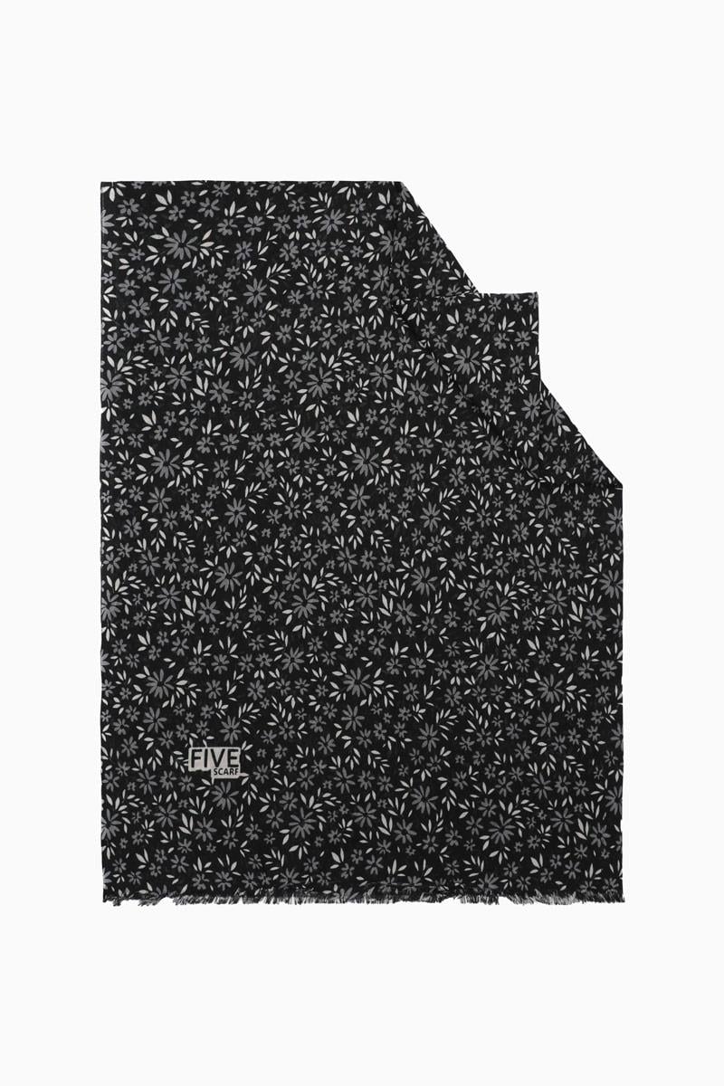 Fivescarf Mat Siyah Relax Minik Çiçek Şal
