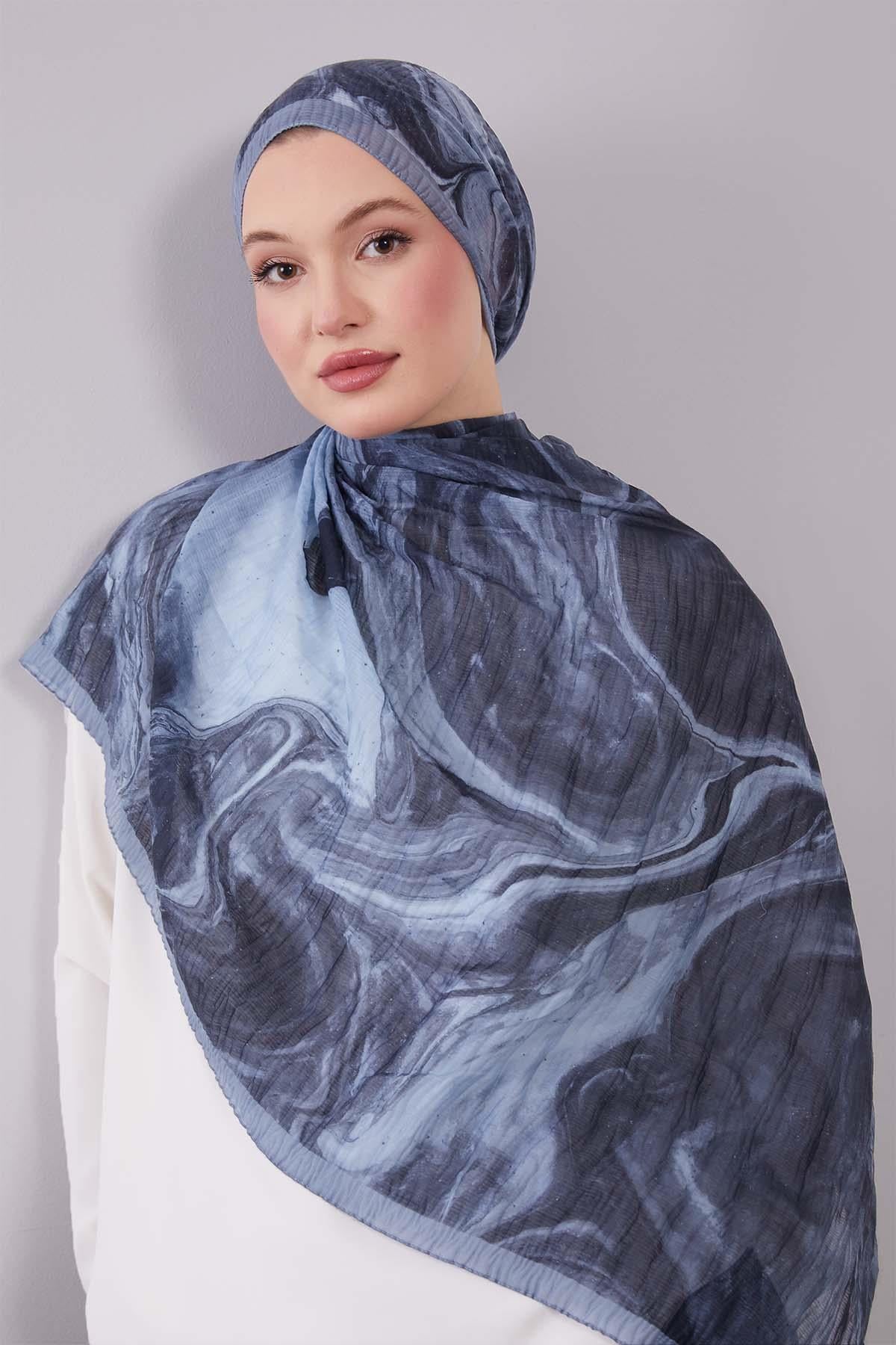Fivescarf Mavi Aura Müslin Şal