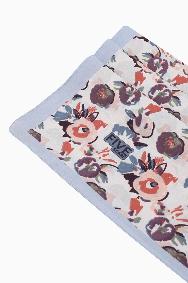 Fivescarf Mavi Fulya Desen Krep Şal