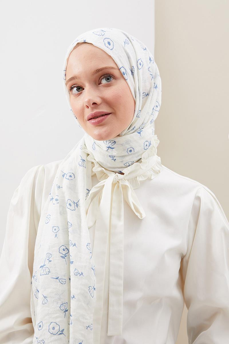Fivescarf Mavi Gül Comfort Line Şal