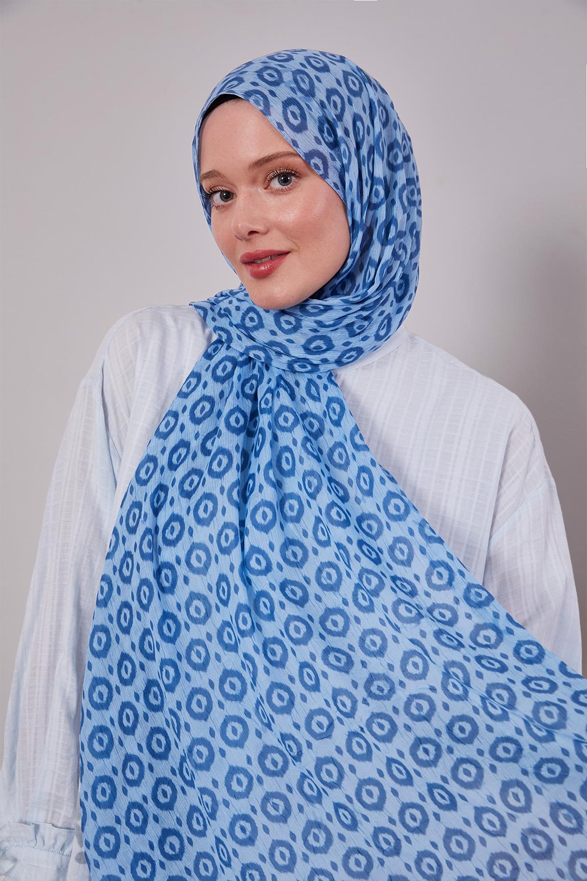Fivescarf Mavi Micro Desenli Craze Comfort Şal