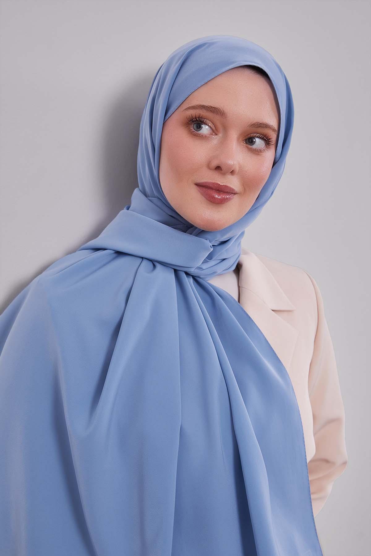 Fivescarf Mavi Taşlı Lüx Medine İpeği Şal
