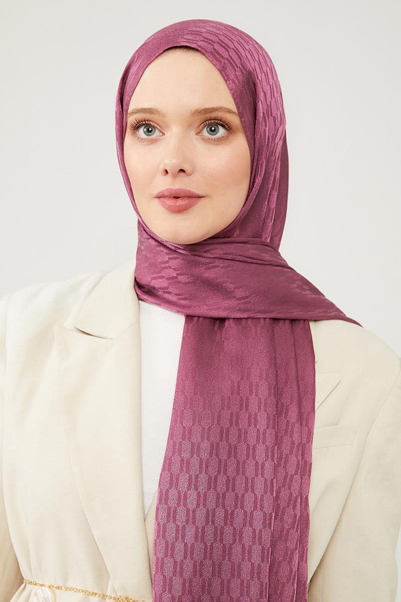 Fivescarf Menekşe Burgu Desen Jakarlı Elegance Şal