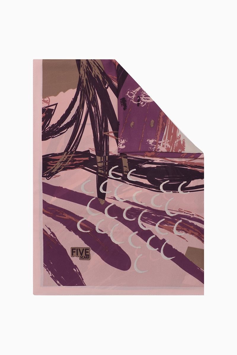 Fivescarf Menekşe Gölge Desen Krep Şal