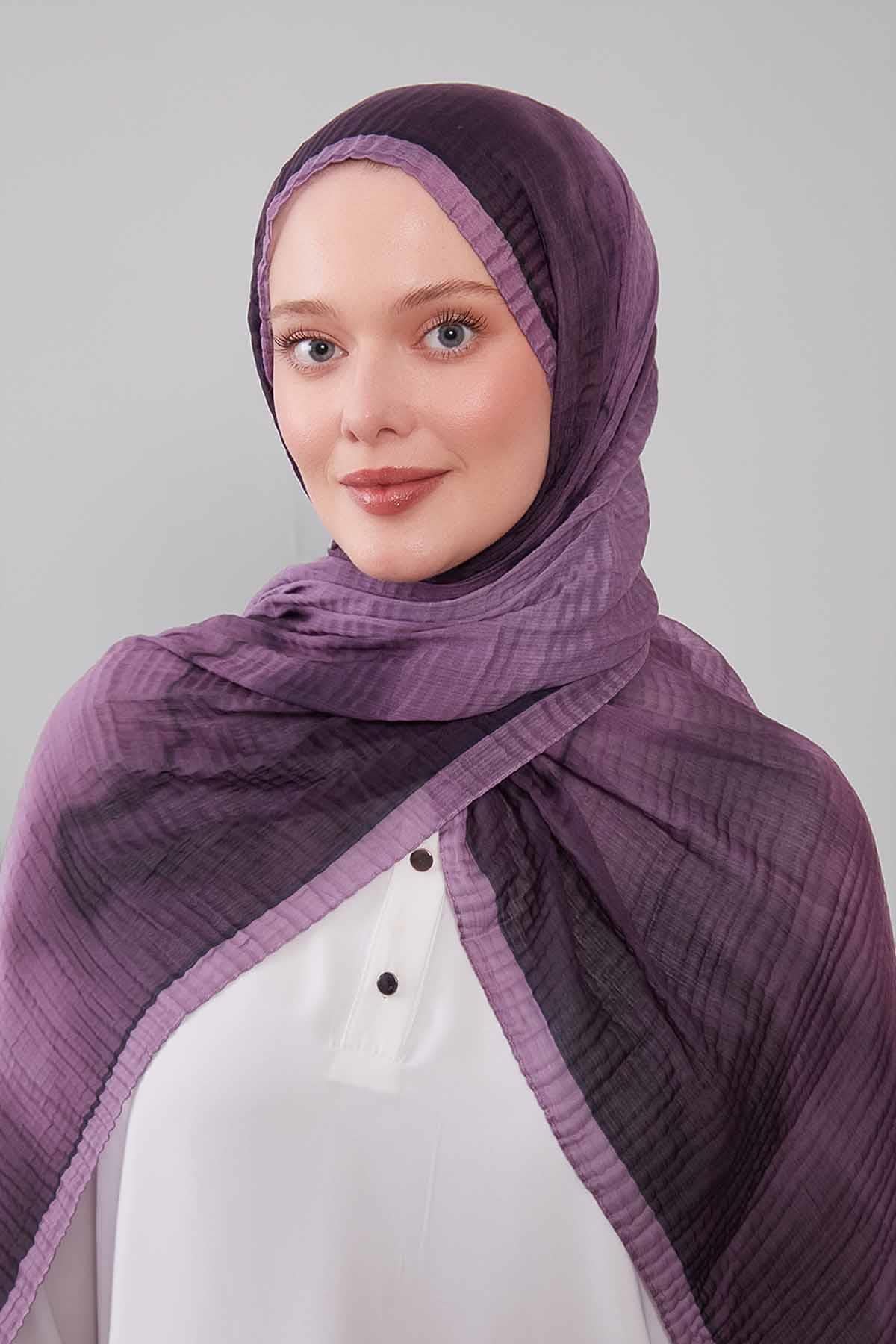 Fivescarf Menekşe Soyut Cotton Müslin Şal