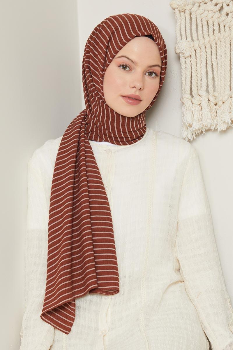 Fivescarf Mercan Çizgili Harmoni Şal