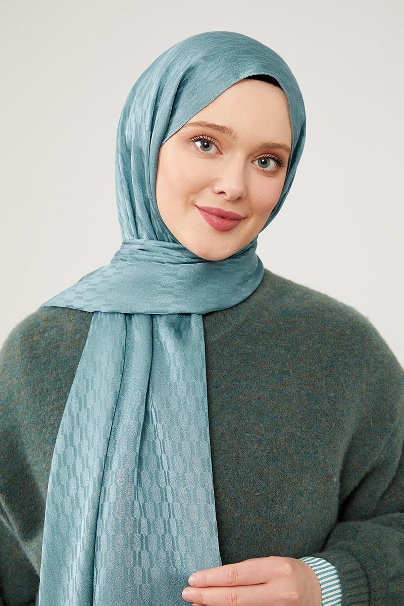 Fivescarf Mint Yeşili Burgu Desen Jakarlı Elegance Şal