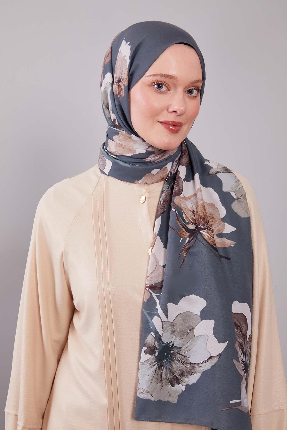 Fivescarf Mint Yeşili Çicek Desen Clover Şal