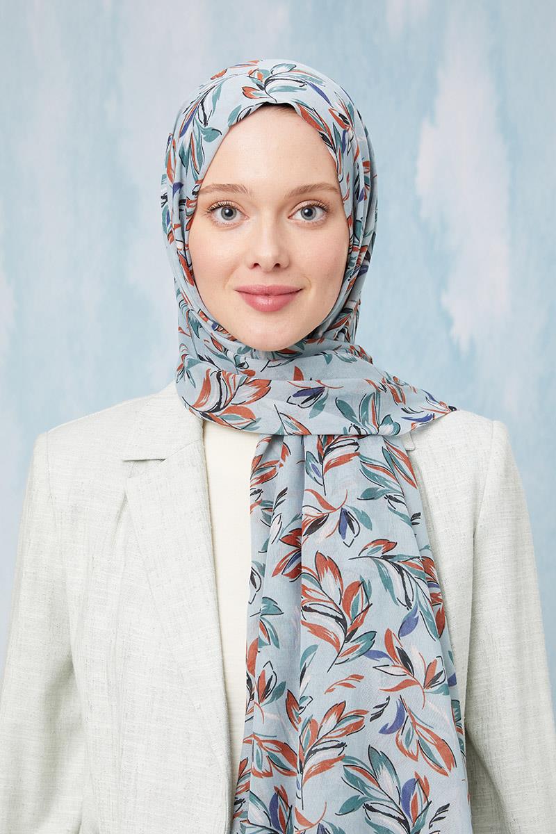 Fivescarf Mint Yeşili Desenli Cotton Şal