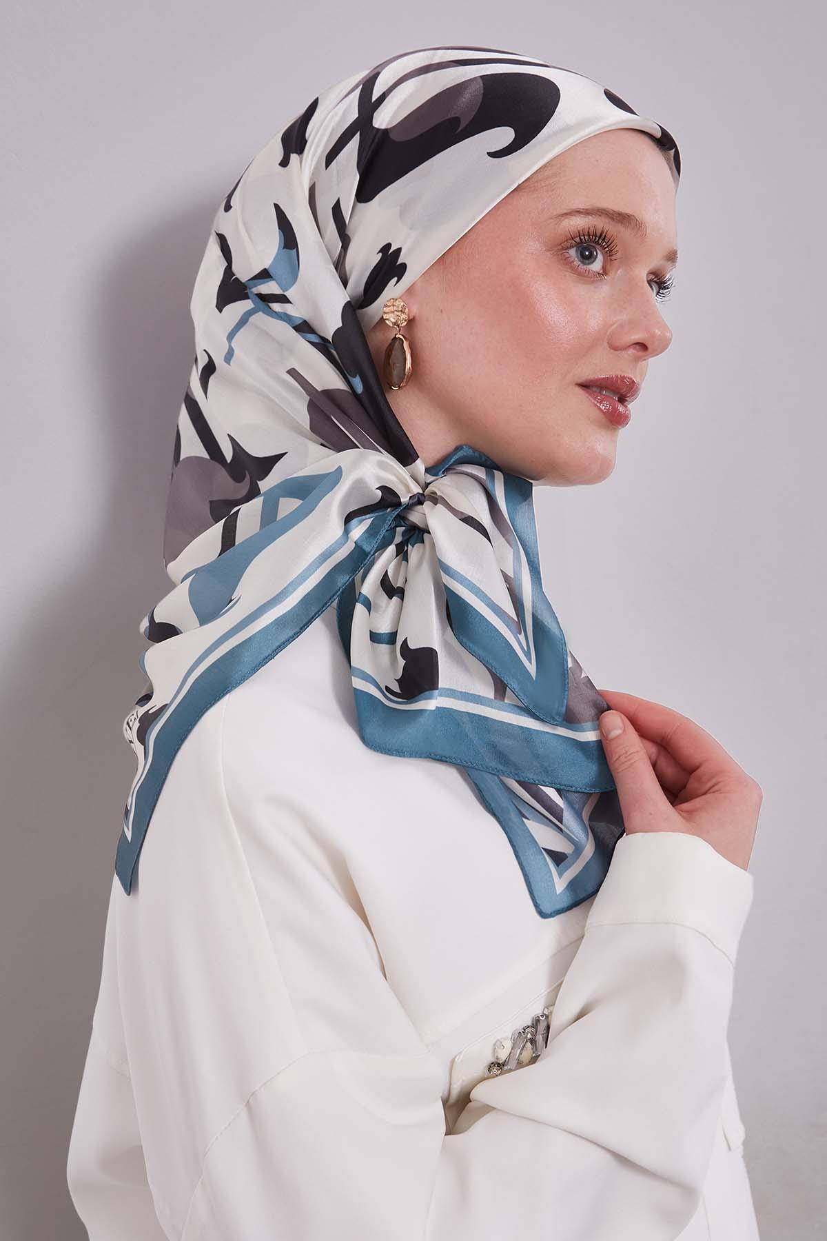 Fivescarf Mint Yeşili Lale Desen Kristal Eşarp