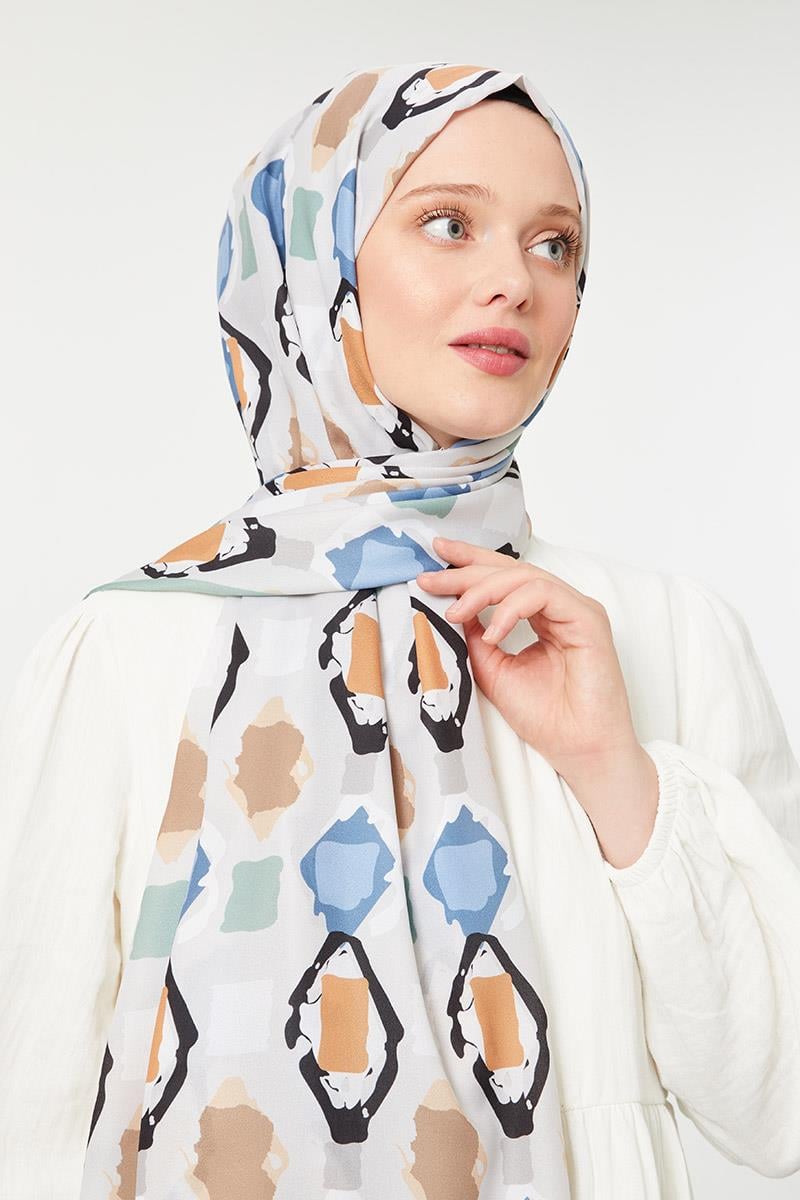 Fivescarf Mint Yeşili Üçgen Desen Mono Krep Şal