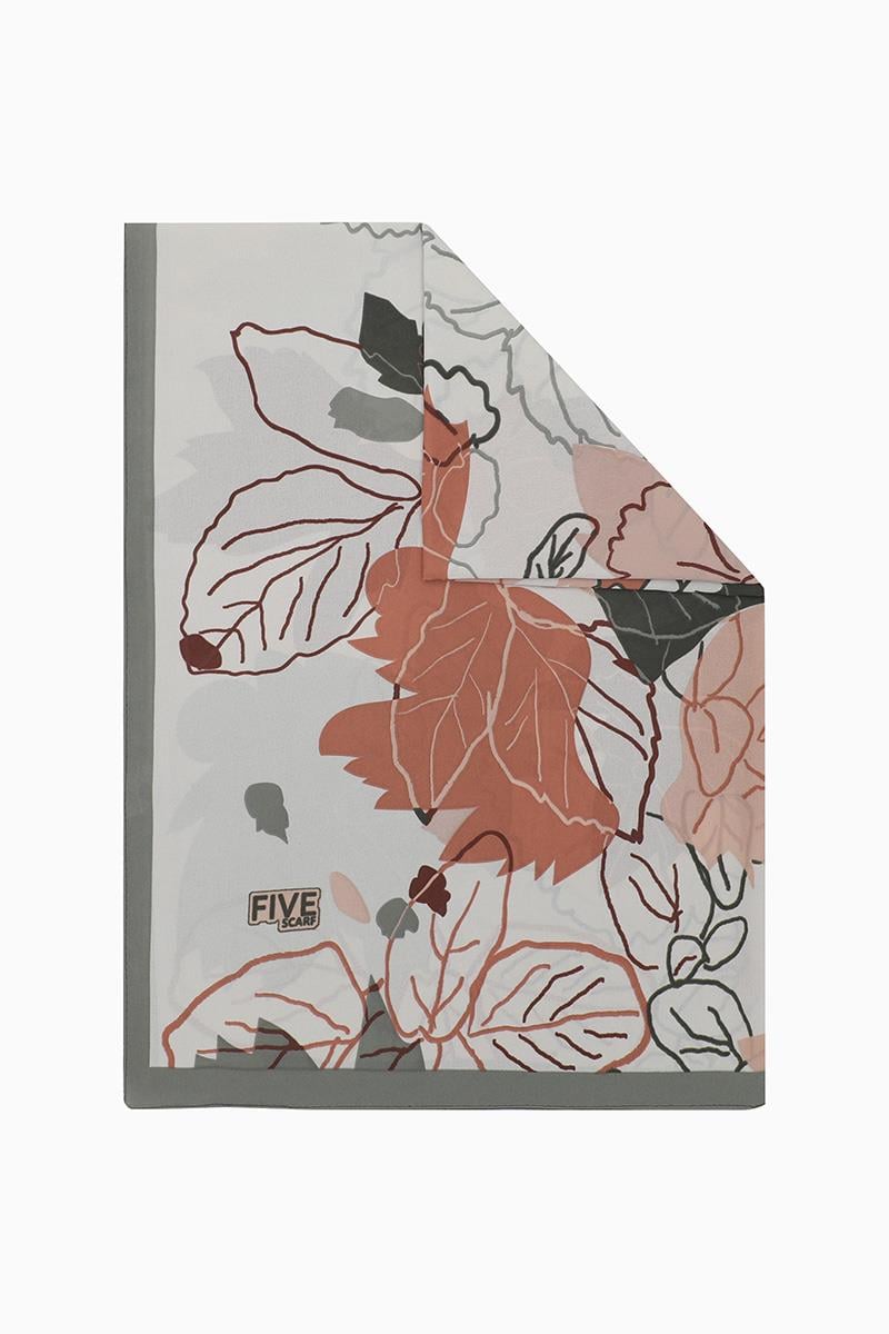 Fivescarf Mint Yeşili Yaprak Desen Krep Şal