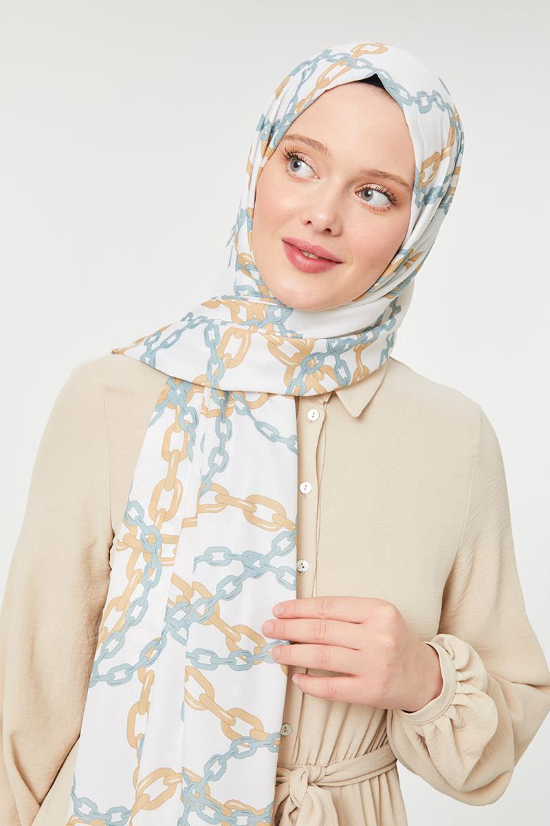 Fivescarf Mint Yeşili Zincir Desen Mono Şal