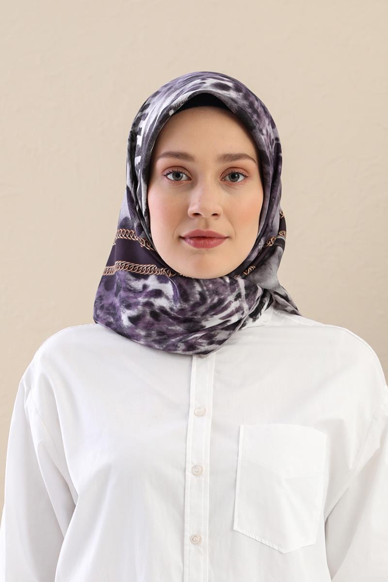 Fivescarf Mor Twill Digital Eşarp