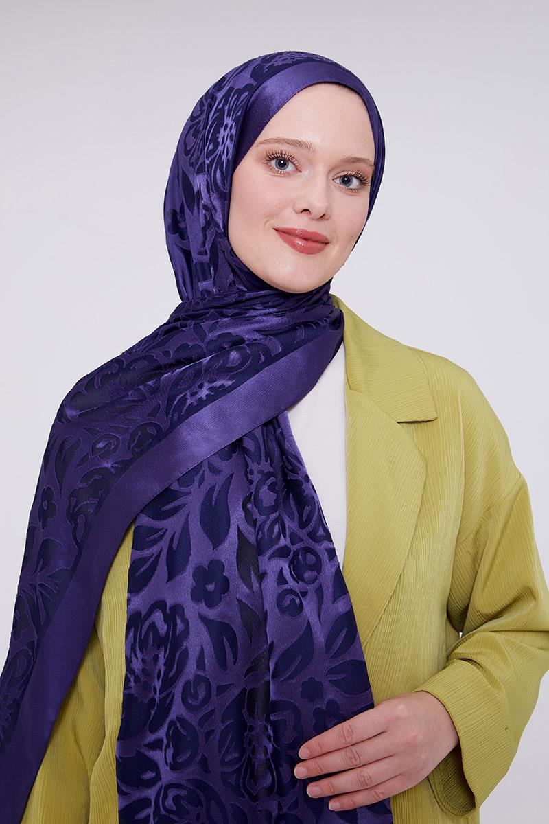 Fivescarf Morcivert Çiçek Desen Deluxe Devore Şal