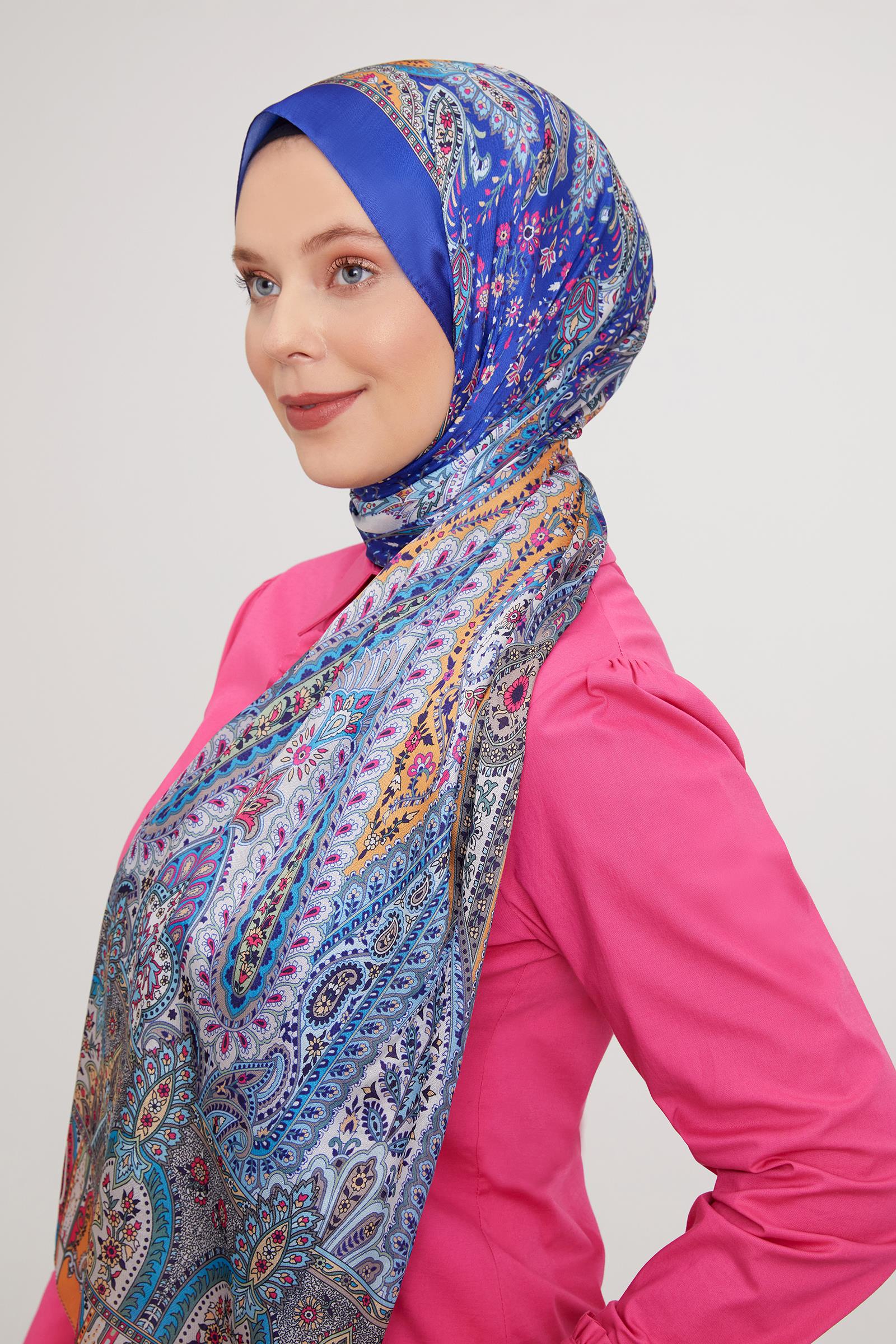 Fivescarf Morcivert Etnik Desen Vual İpek Şal