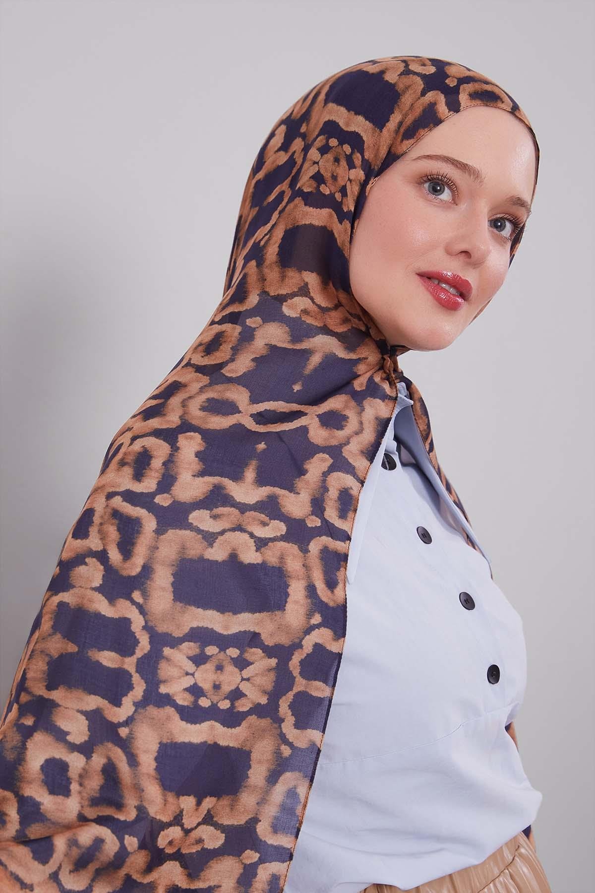 Fivescarf Morcivert Leopar Desen Vivian Şal