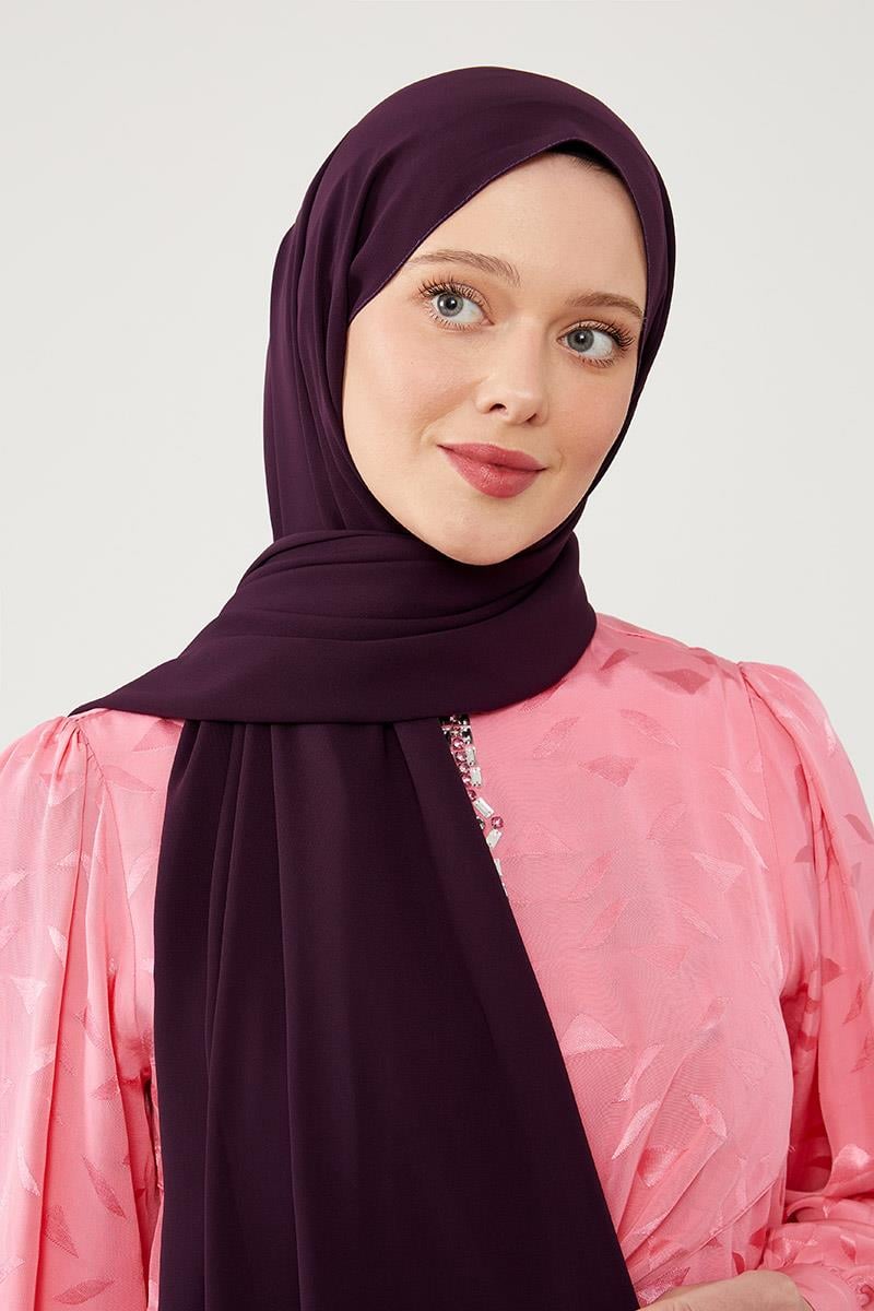 Fivescarf Mürdüm Medine İpeği Şal