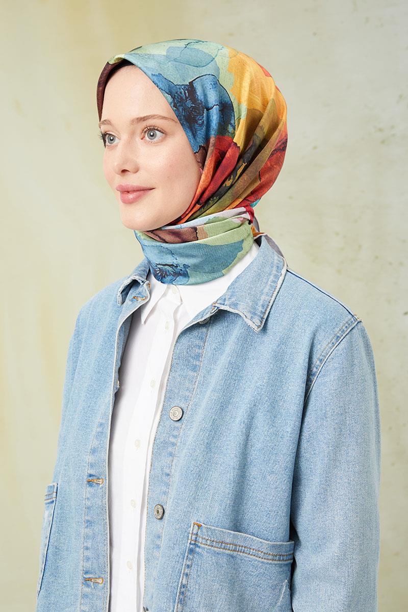 Fivescarf Nude Twill Digital Eşarp