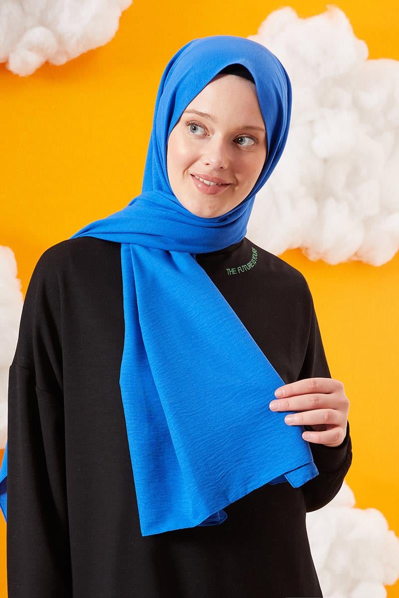 Fivescarf Parlament Mavisi Pamuk Cazz Şal